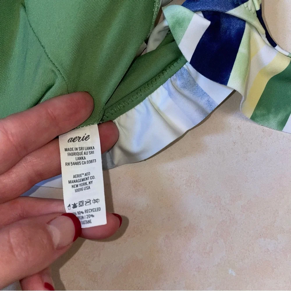 Aerie Tie Dye Stripe Swim Bikini Top